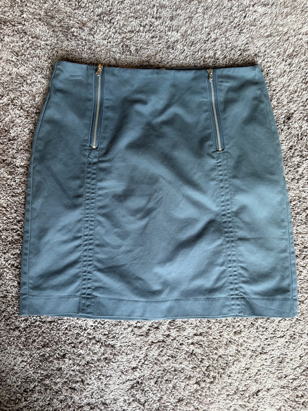 LOFT Solid Blue Shift Skirt with Dual Front Zippers